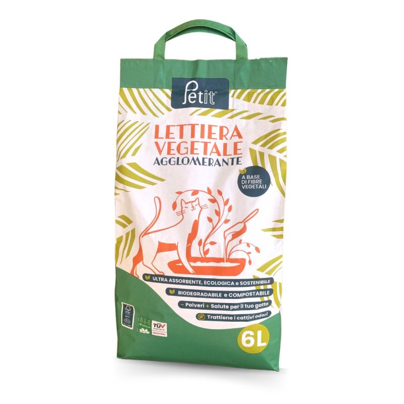 Lettiera vegetale biodegradabile per gatti Petit 6 litri