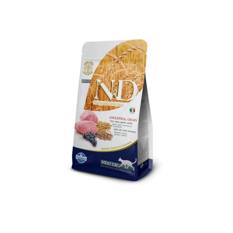 Farmina n&d low grain gatto - farro avena agnello e mirtillo 5 kg     (Scad. 7/2027)